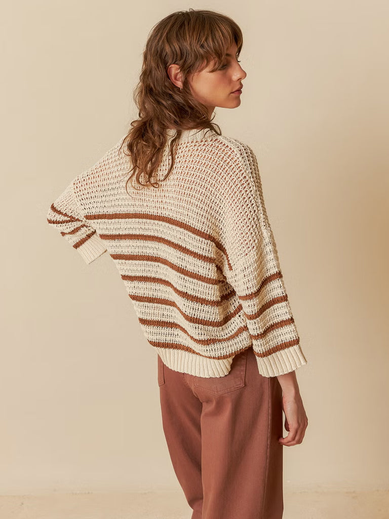 Indi & Cold Crochet Sweater in Ecru Chocolate