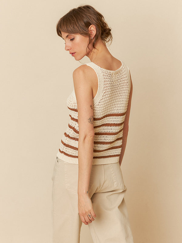 Indi & Cold Crochet Top in Ecru Chocolate