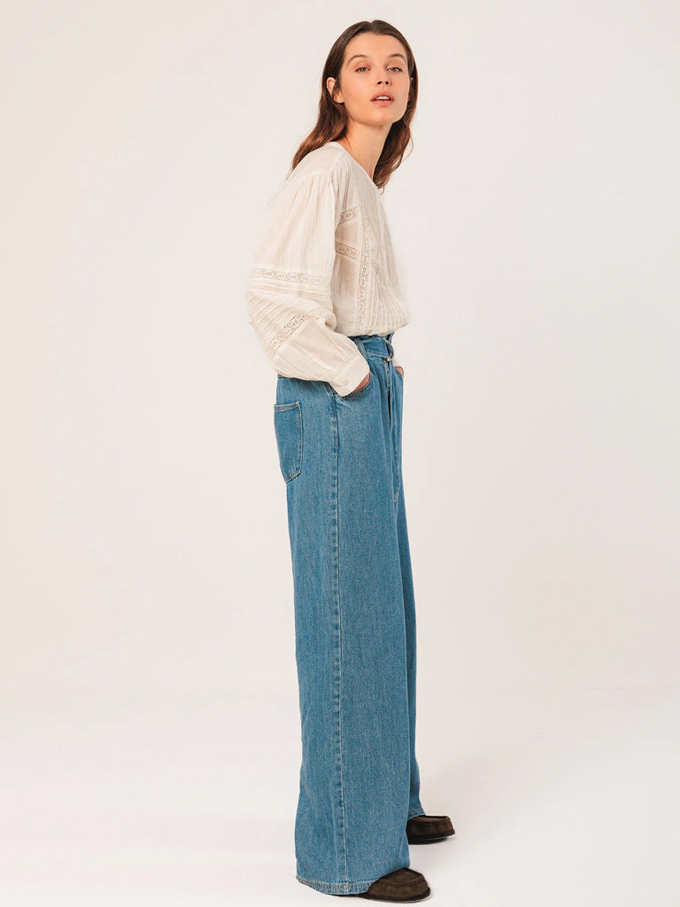 Indi & Cold Embroidered Blouse in White