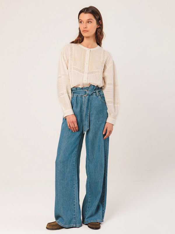 Indi & Cold Embroidered Blouse in White