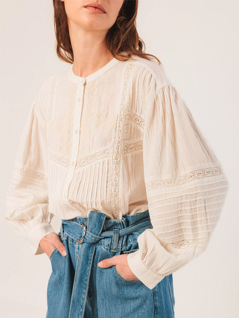 Indi & Cold Embroidered Blouse in White