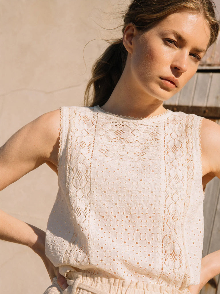 Indi & Cold Embroidery Blouse in Ecru
