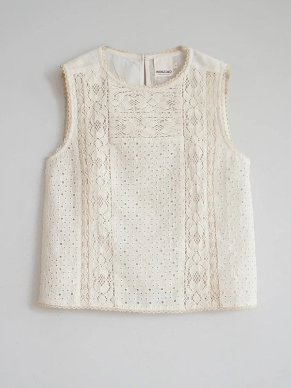 Indi & Cold Embroidery Blouse in Ecru