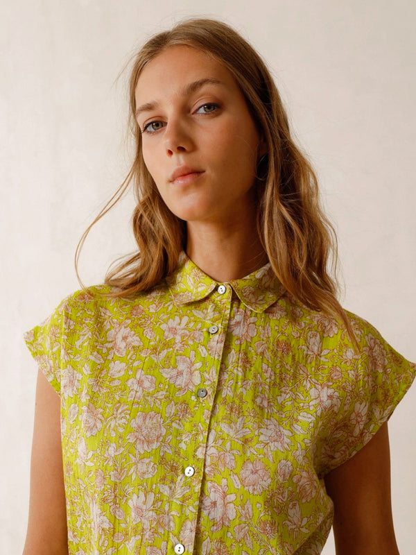 Indi & Cold Floral Shirt in Lime