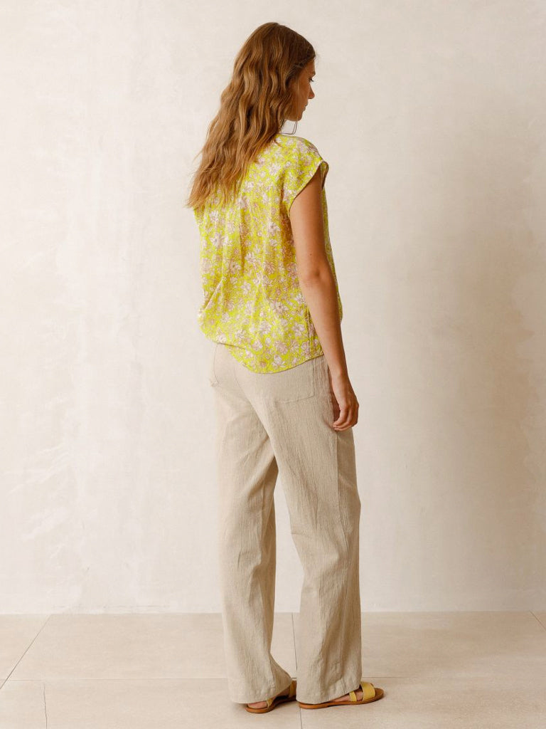 Indi & Cold Floral Shirt in Lime