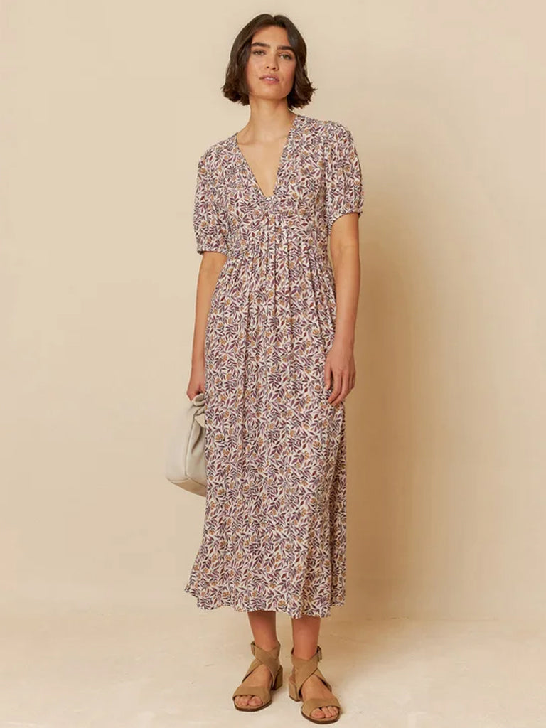 Indi & Cold Leaf Print Dress in Violeta