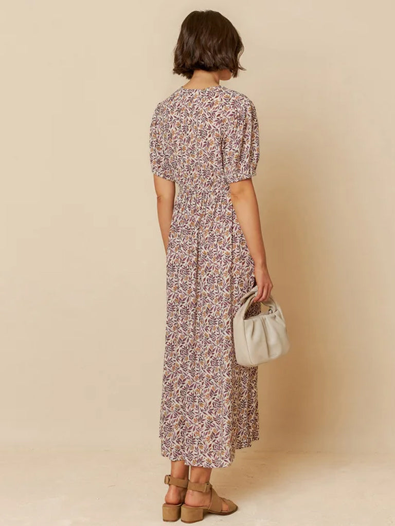 Indi & Cold Leaf Print Dress in Violeta