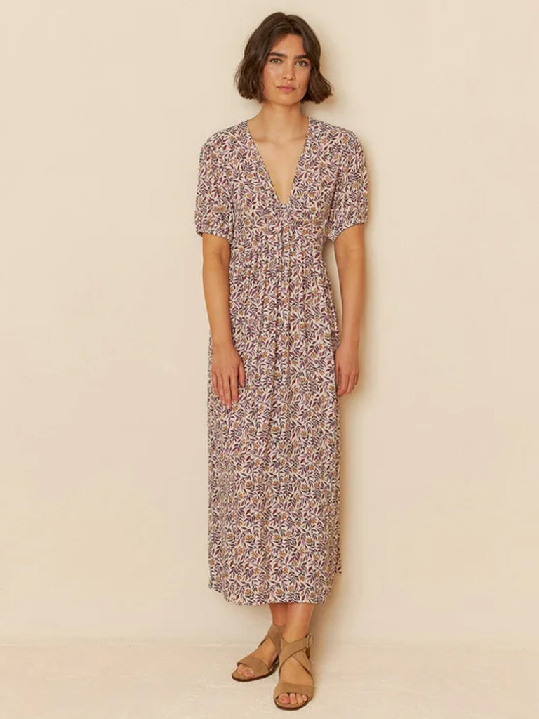 Indi & Cold Leaf Print Dress in Violeta