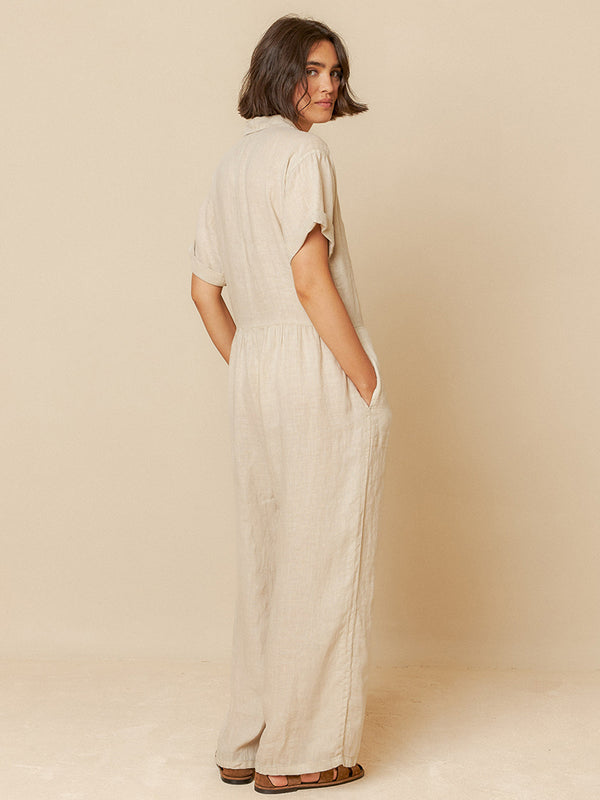 Indi & Cold Linen Jumpsuit in Stone