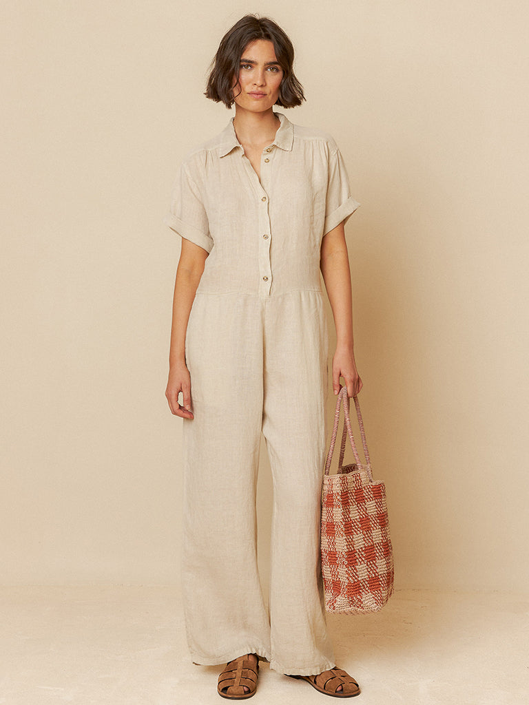 Indi & Cold Linen Jumpsuit in Stone