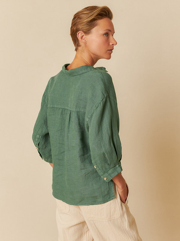 Indi & Cold Linen Shirt in Green