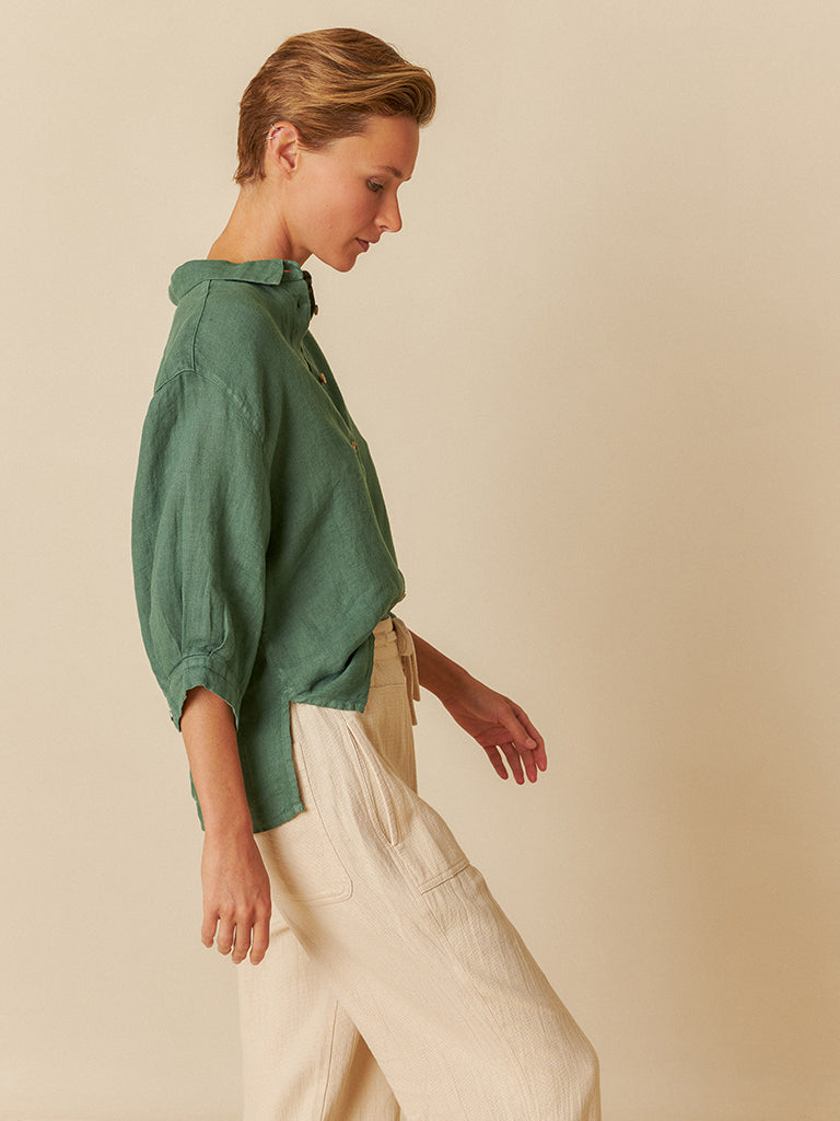 Indi & Cold Linen Shirt in Green