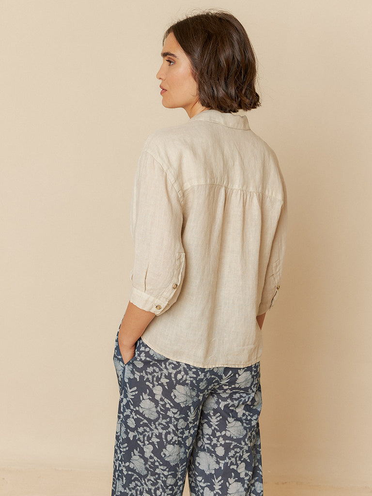 Indi & Cold Linen Shirt in Stone