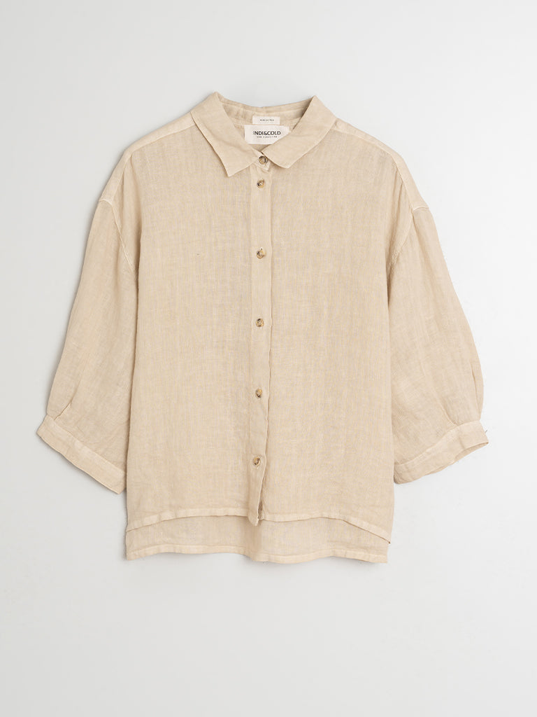 Indi & Cold Linen Shirt in Stone