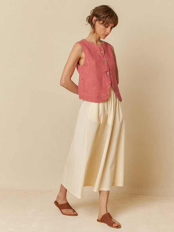 Indi & Cold Linen Waistcoat in Watermelon