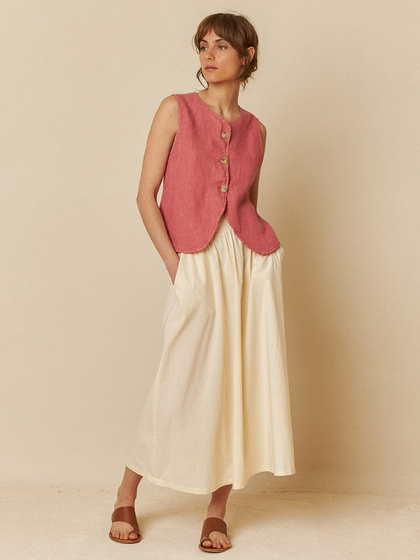 Indi & Cold Linen Waistcoat in Watermelon