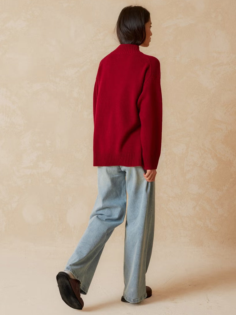 Indi & Cold Long Sweater in Red