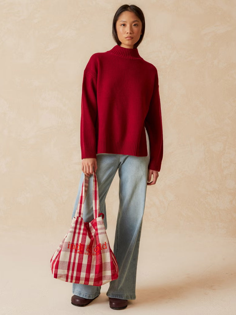 Indi & Cold Long Sweater in Red