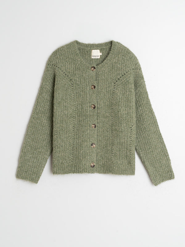 Indi & Cold Loose Knit Cardigan in Mint