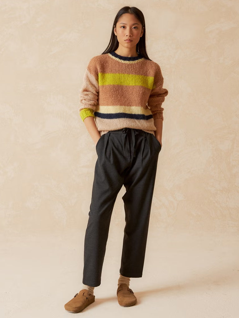 Indi & Cold Multi Stripe Sweater in Almond