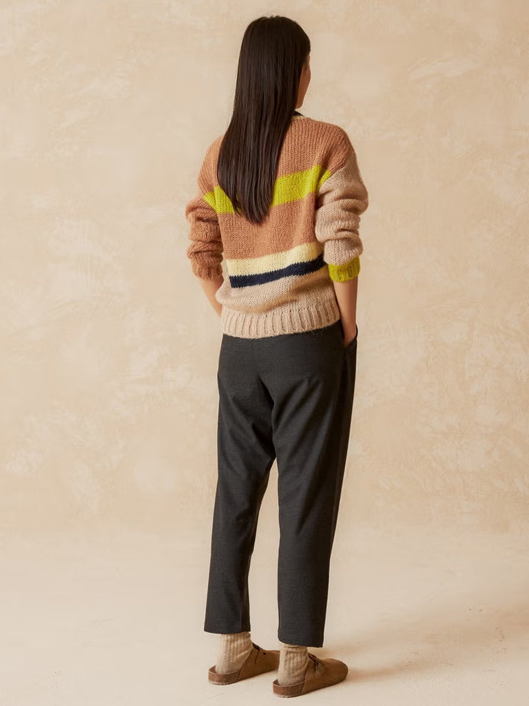 Indi & Cold Multi Stripe Sweater in Almond