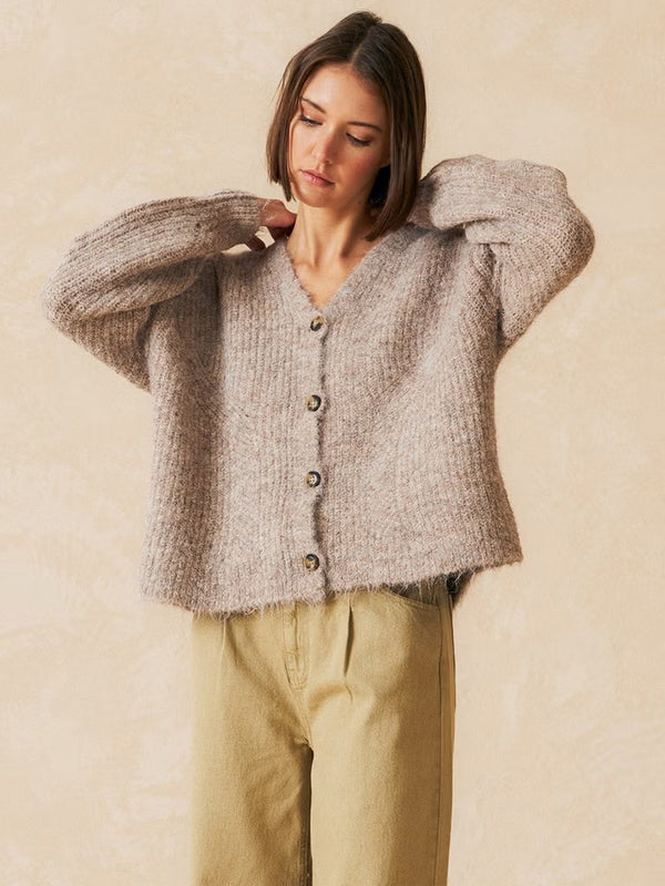 Indi & Cold Oversize Cardigan in Topo