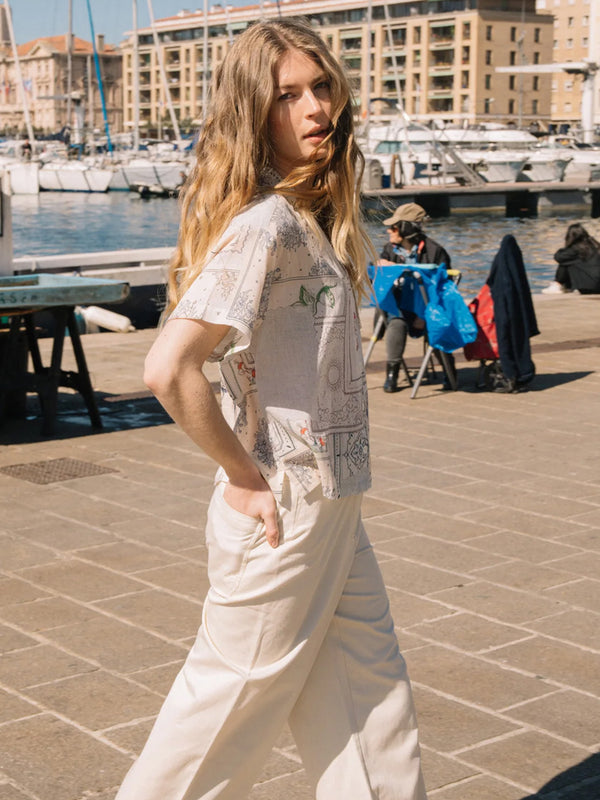Indi & Cold Patch Print Shirt in Ecru