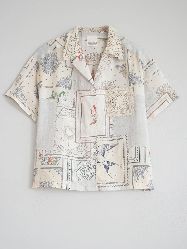 Indi & Cold Patch Print Shirt in Ecru