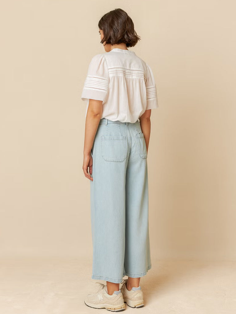 Indi & Cold Pleated Trousers in Light Denim