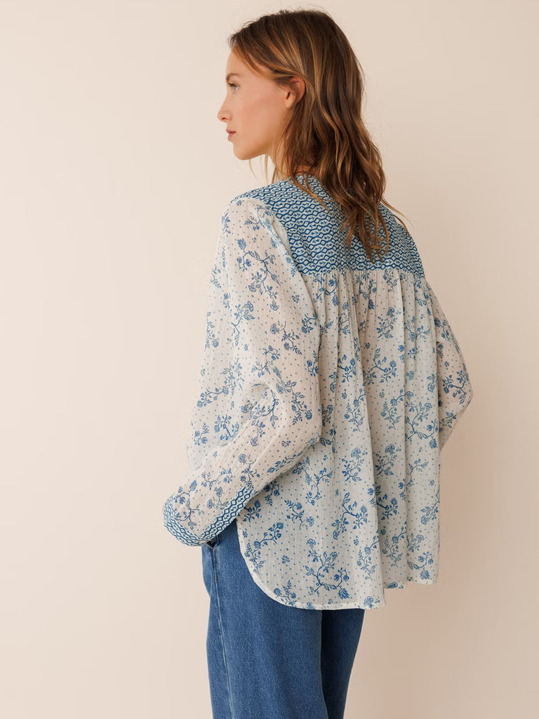 Indi & Cold Printed Blouse in Indigo