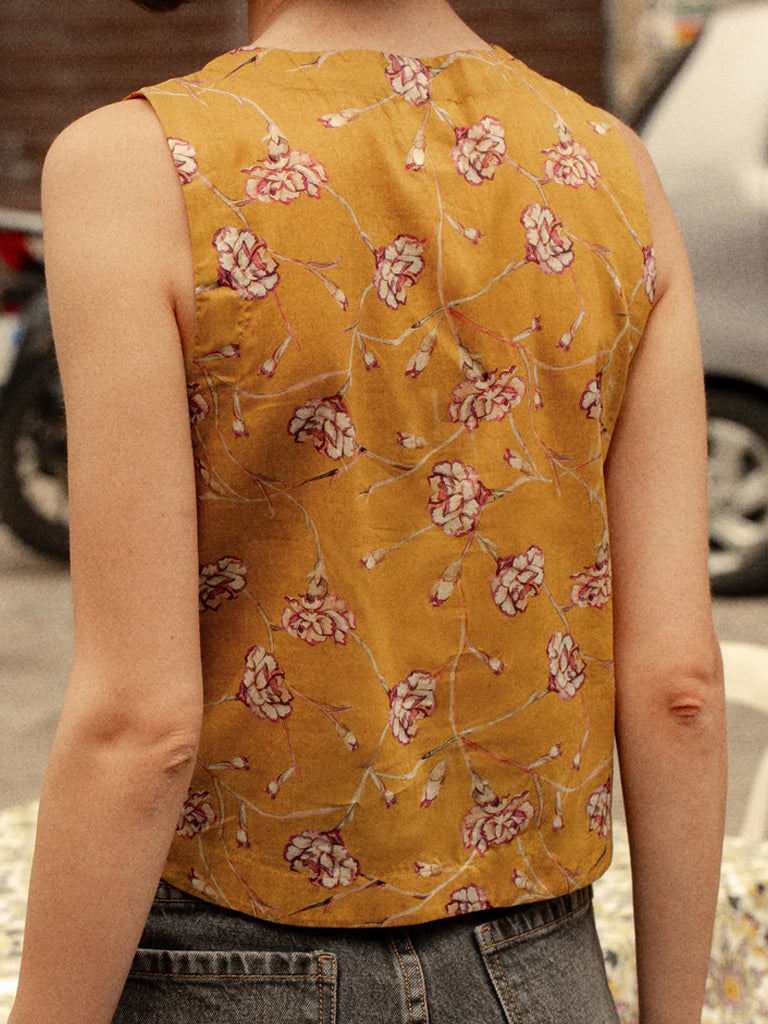 Indi & Cold Side Button Blouse in Saffron