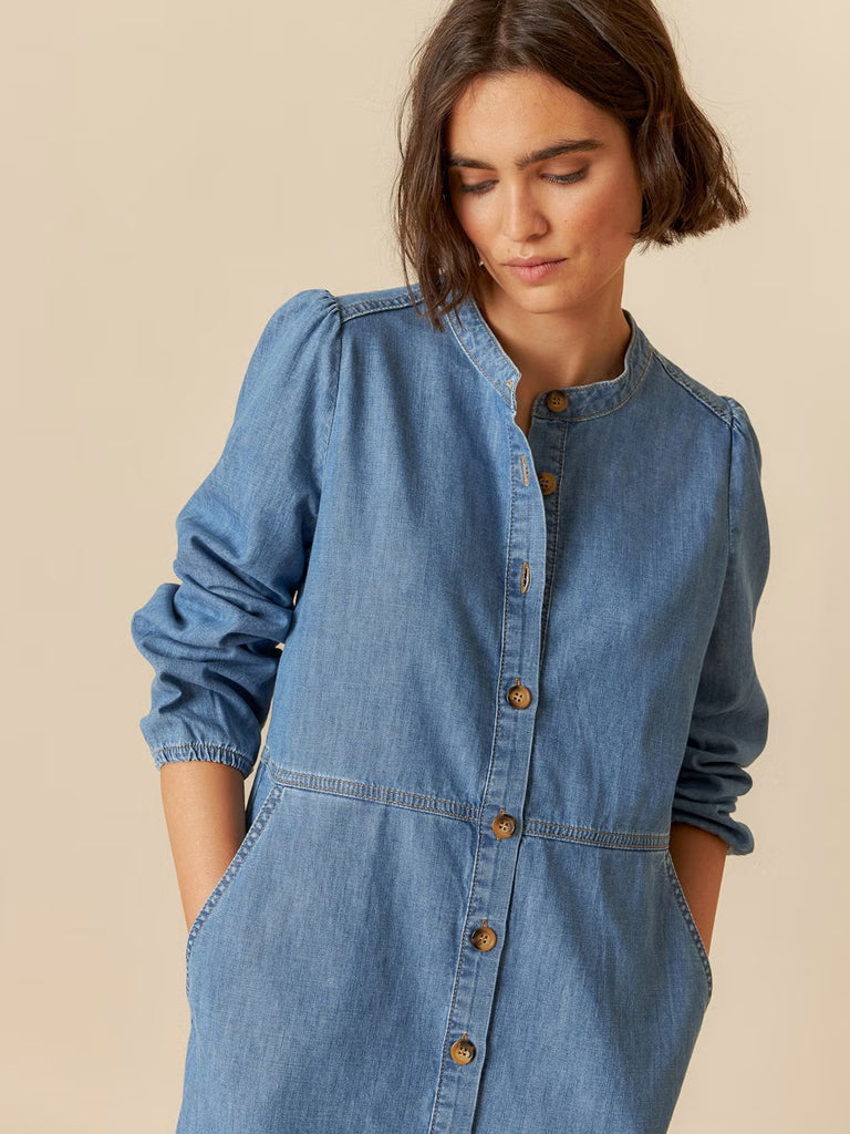 Indi & Cold Shirt Dress in Dark Denim