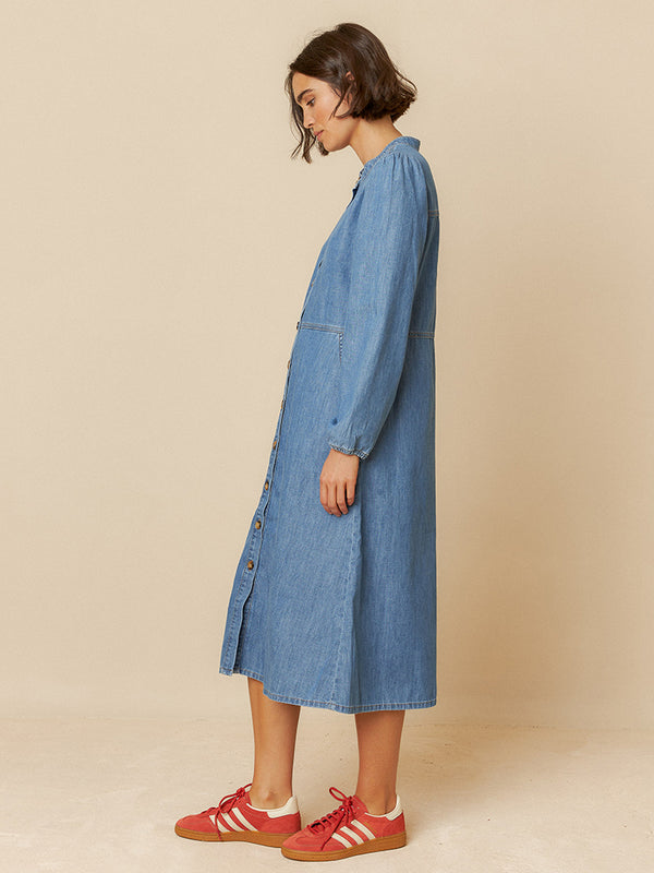 Indi & Cold Shirt Dress in Dark Denim