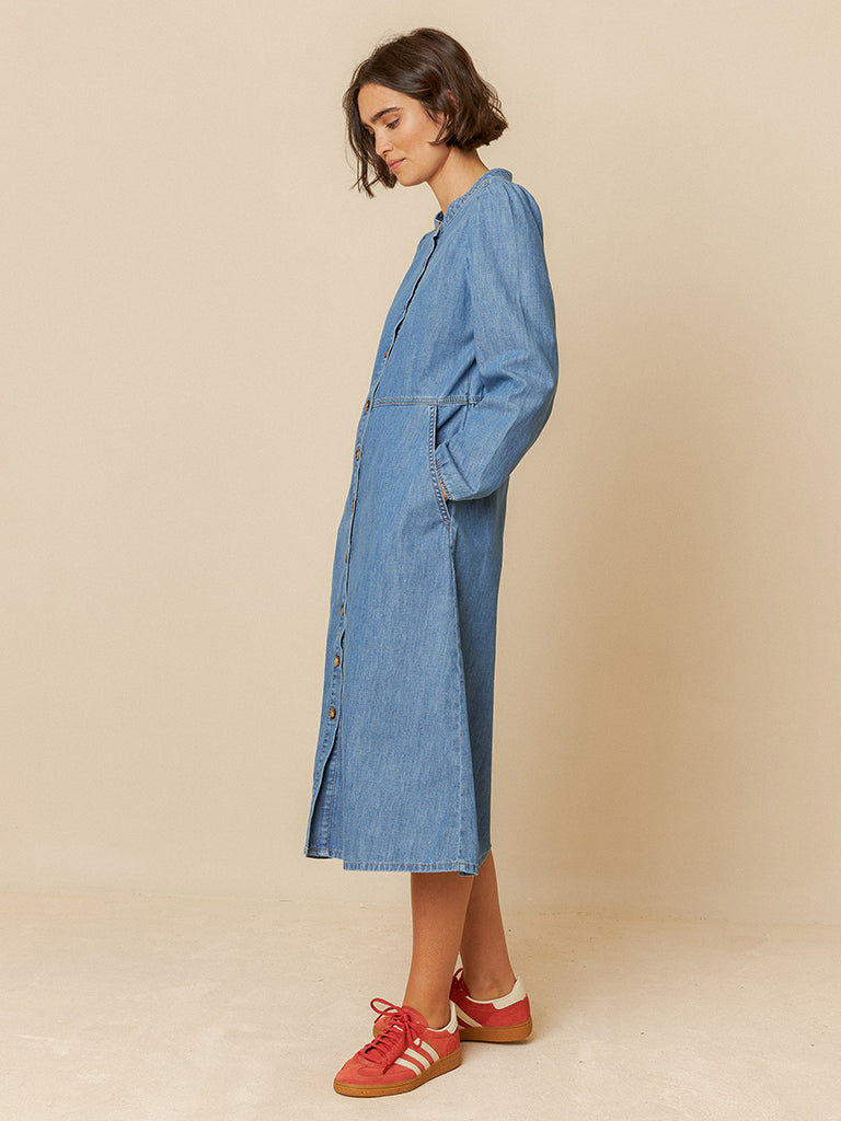 Indi & Cold Shirt Dress in Dark Denim