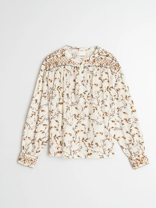 Indi & Cold Smock Detail Blouse in Brown