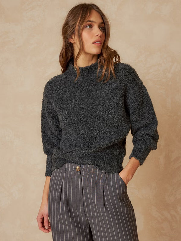 Indi & Cold T Neck Sweater in Charcoal