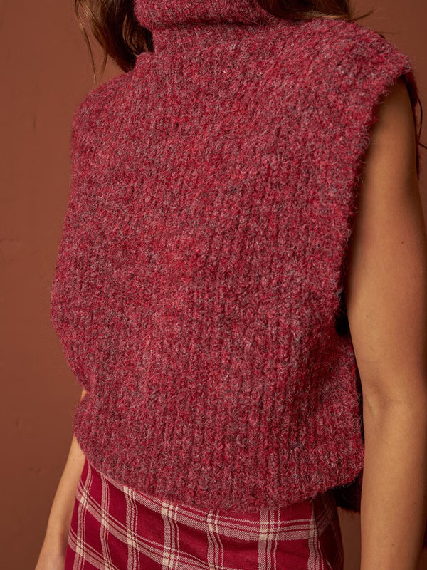 Indi & Cold Tabard Knitted Vest in Vino