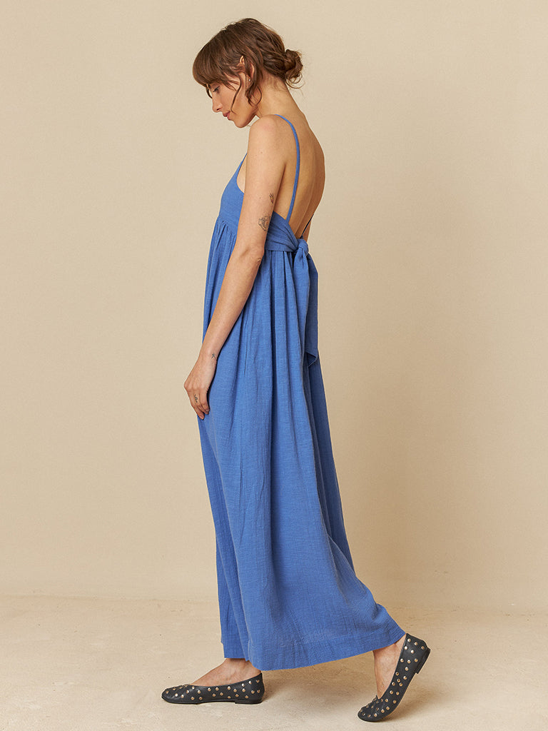 Indi & Cold Tie Back Dress in Azul