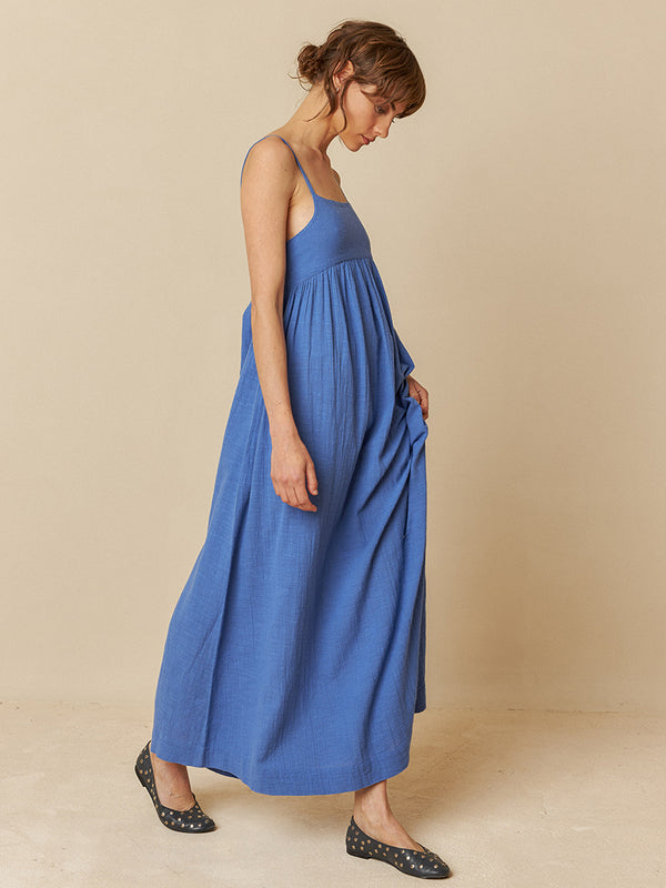 Indi & Cold Tie Back Dress in Azul