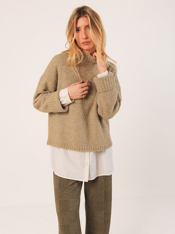 Indi & Cold Turtleneck Sweater in Aloe