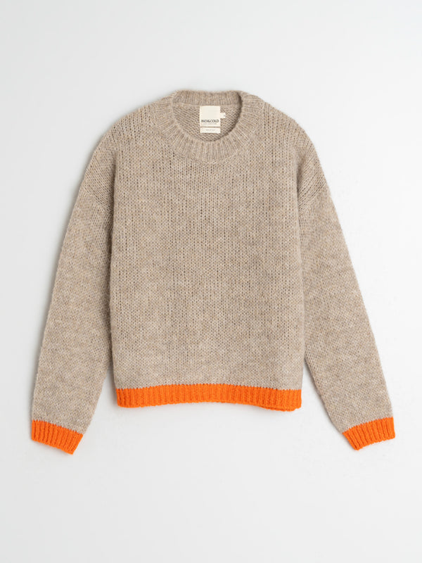 Indi & Cold Bicolour Sweater in Beige Orange