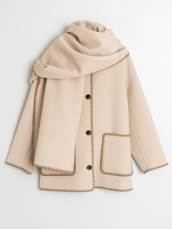 Indi & Cold Embroidered Coat in Stone