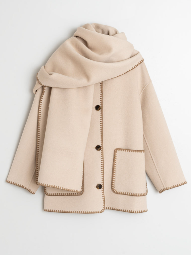 Indi & Cold Embroidered Coat in Stone