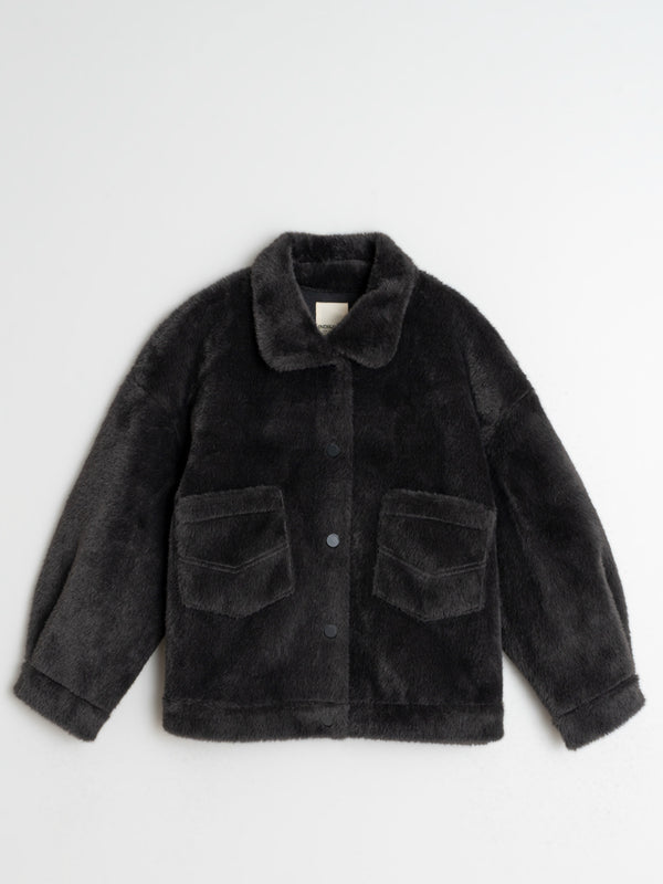 Indi & Cold Faux Fur Jacket in Anthracite