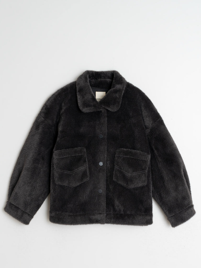 Indi & Cold Faux Fur Jacket in Anthracite