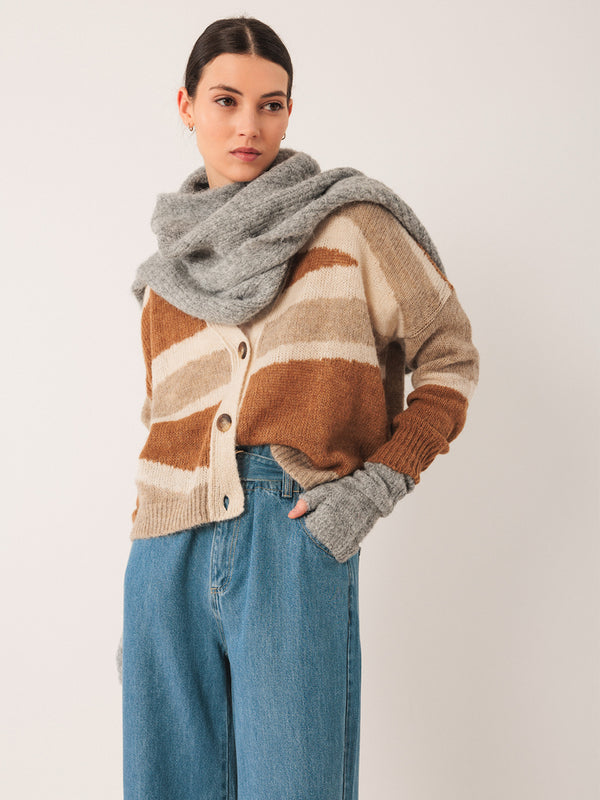 Indi & Cold Knitted Scarf in Grey