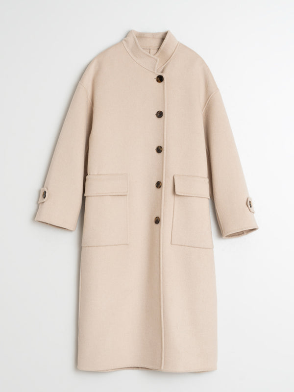 Indi & Cold Maxi Wool Coat in Stone