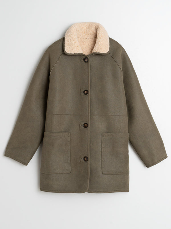 Indi & Cold Reversible Coat in Khaki