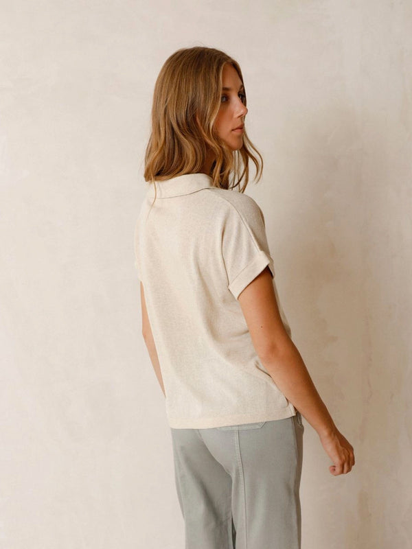 Indi & Cold Fine Knit Top in Linen