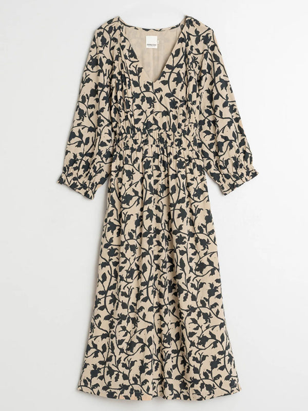 Indi & Cold Midi Dress in Beige Petrol